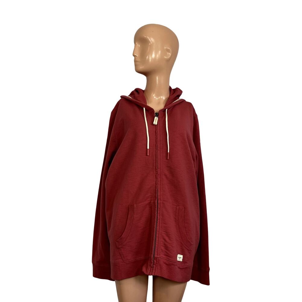 NWT L.L. Bean Garnet Rose Organic Cotton Full Zip Hoodie XL Gorpcore Casual